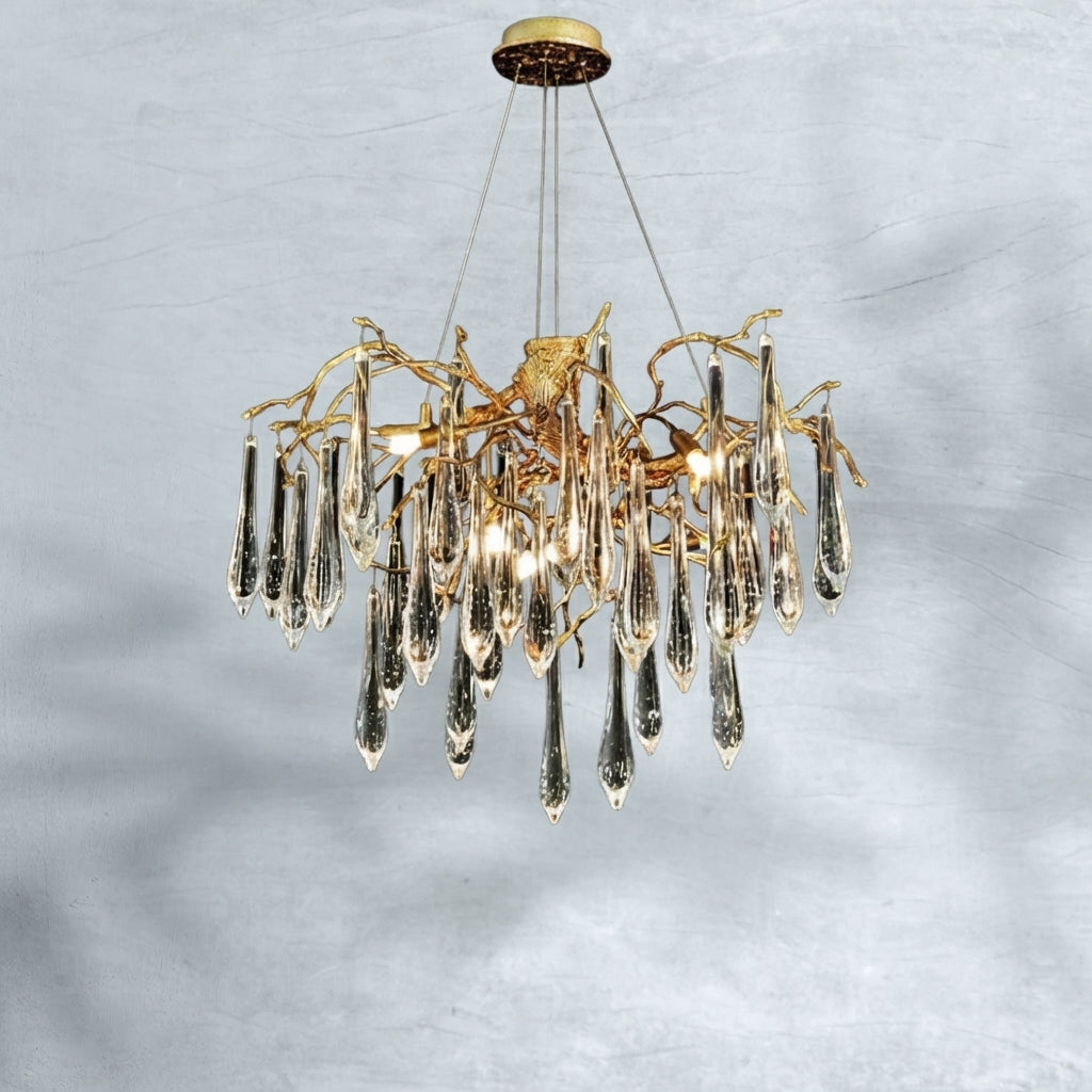 Riviko Veridian Bloom Crystal Chandelier - Background Shot