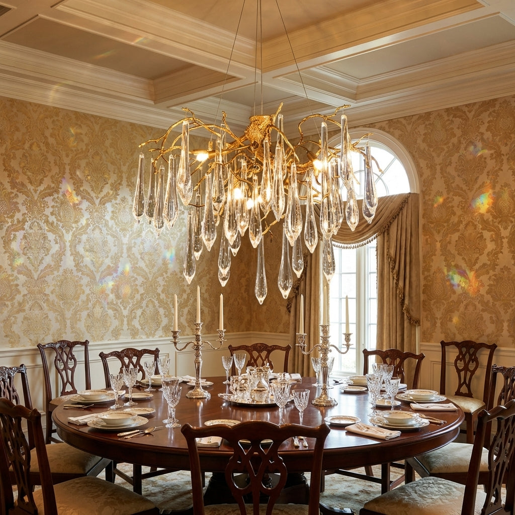 Riviko Veridian Bloom Crystal Chandelier - formal American dining room