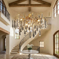 Riviko Branch Crystal Drops Chandelier in French Style with Copper Gold Finish for Dining and Living Room Ceiling - Studio Shot