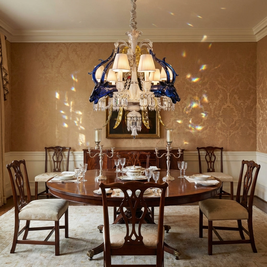 Riviko Enchanted Bloom Crystal Branch Chandelier - formal American dining room