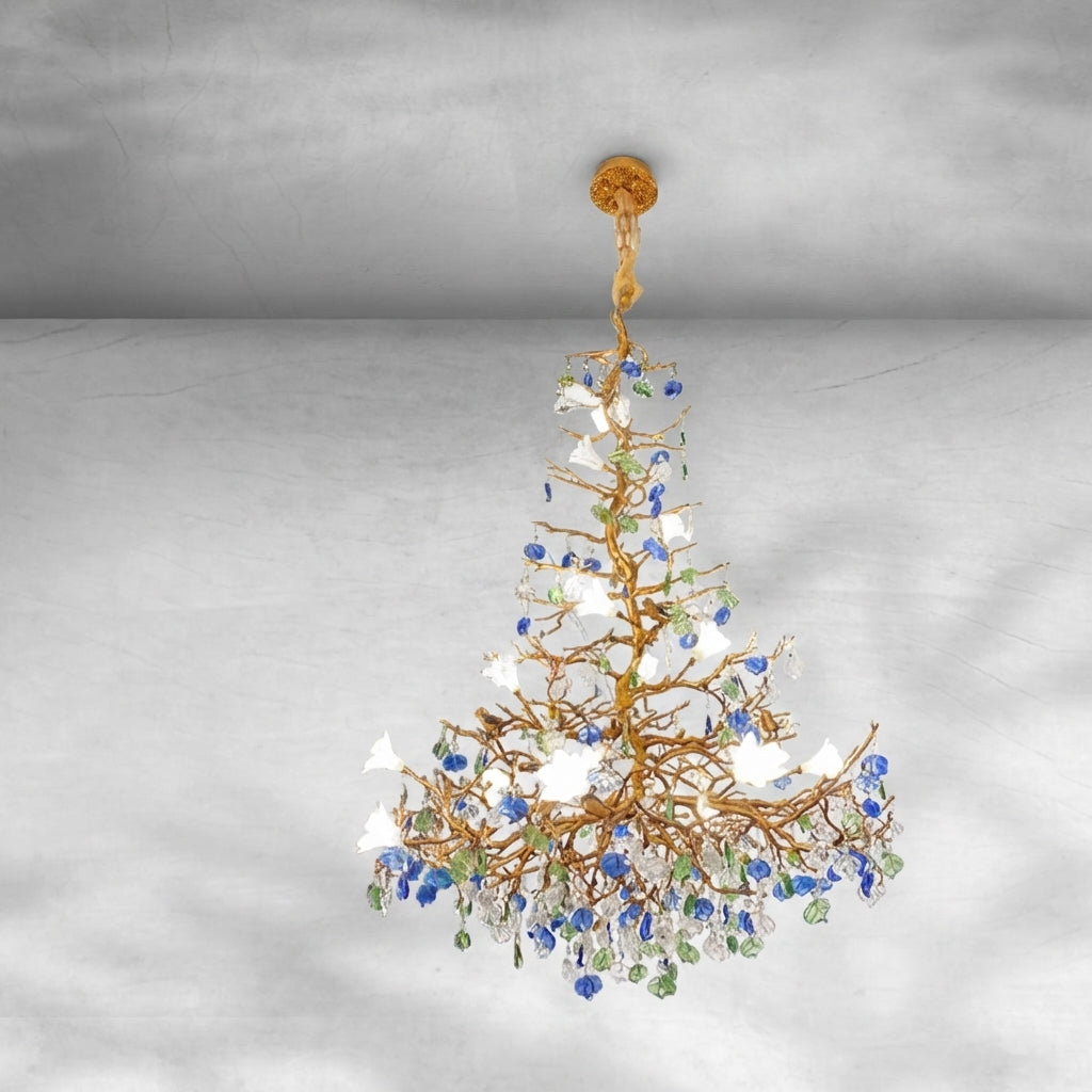 Riviko Verdant Canopy Colored Glaze Chandelier - Background Shot