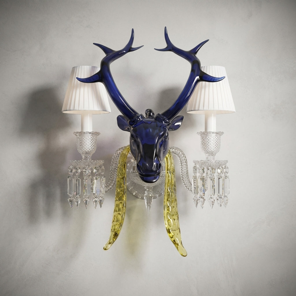 Riviko Traditional Colorful Candle Branch Blue Deer Crystal Chandelier for Living Room/Dining Room - Studio Shot