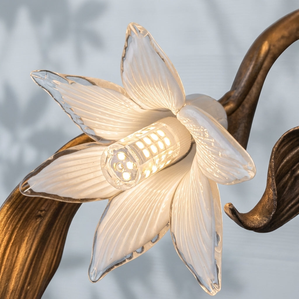 Riviko Stylish Colored Glaze Flower Crystal Chandelier Brass Tree Branch Ceiling Light For Living Room Hotel Hal - Studio Shot
