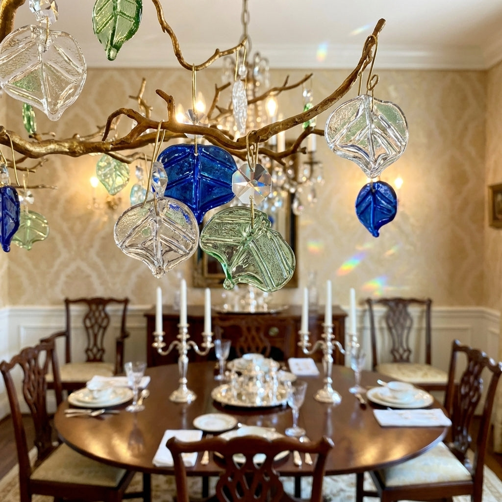 Riviko Stylish Colored Glaze Flower Crystal Chandelier Brass Tree Branch Ceiling Light For Living Room Hotel Hal - Scene