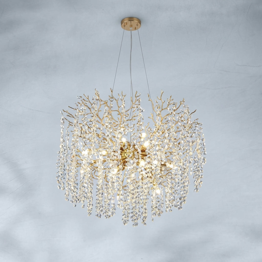 Riviko Veridian Bloom Floral Crystal Chandelier - Background Shot