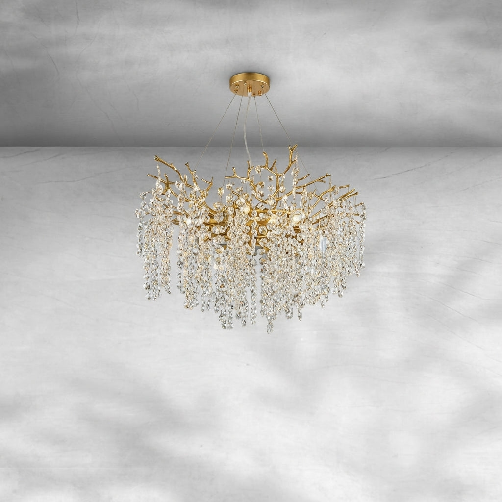 Riviko Veridian Bloom Floral Crystal Chandelier - Background Shot