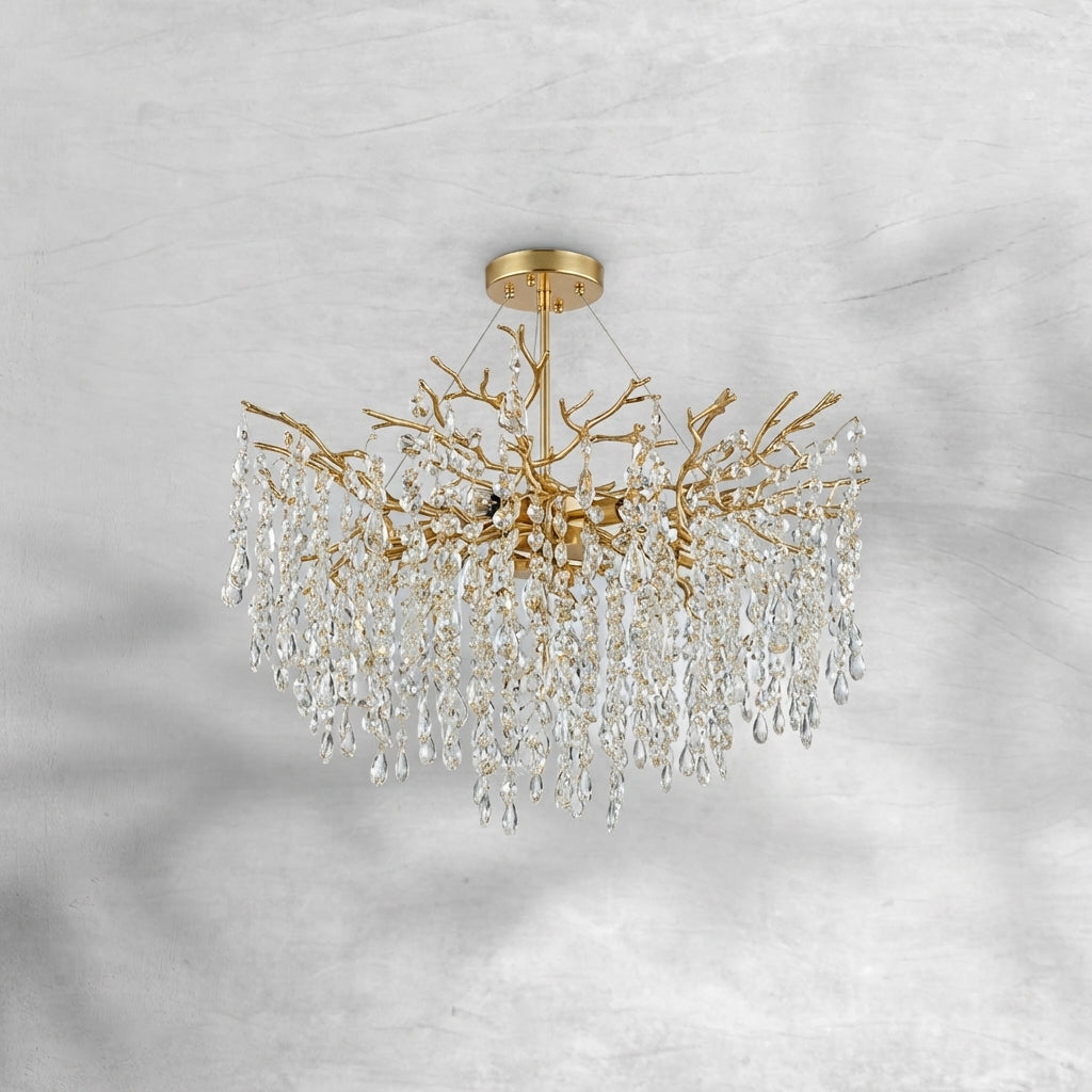 Riviko Veridian Bloom Floral Crystal Chandelier - Background Shot