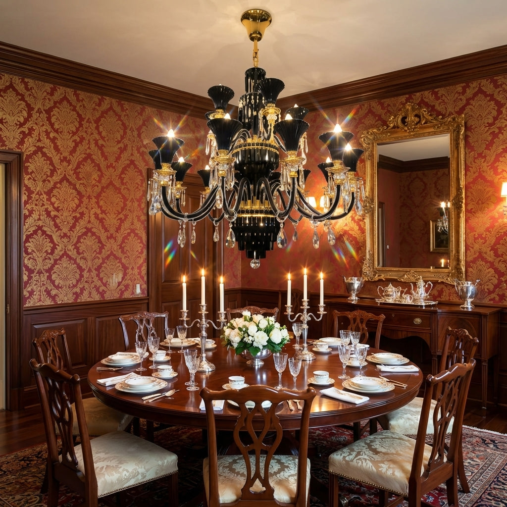 Riviko Regal Branch 12-Light Crystal Chandelier - formal American dining room