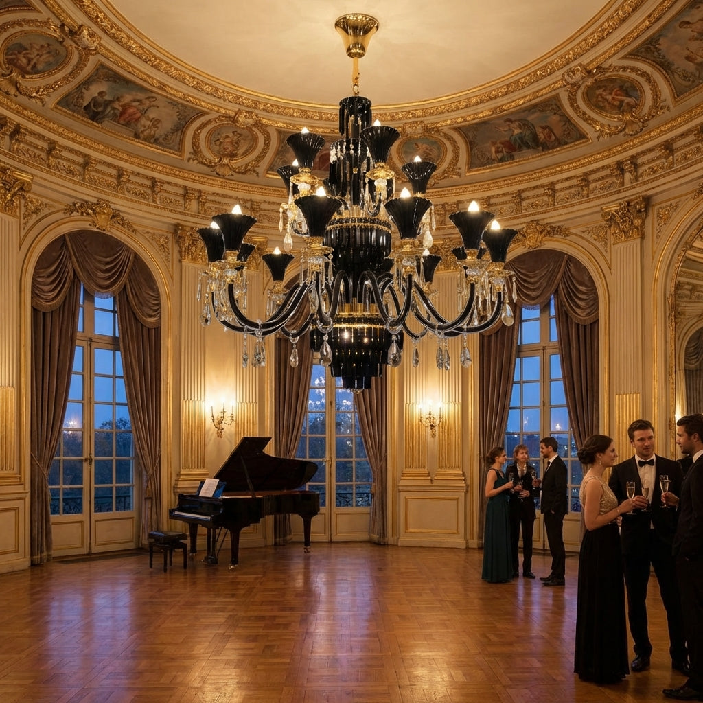 Riviko Regal Branch 12-Light Crystal Chandelier - American ballroom or formal entertaining space