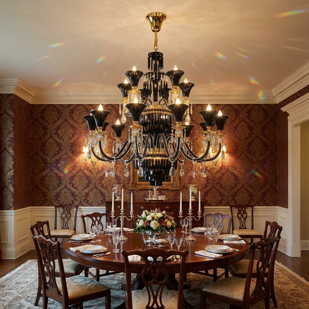 Riviko Regal Branch 12-Light Crystal Chandelier - formal American dining room