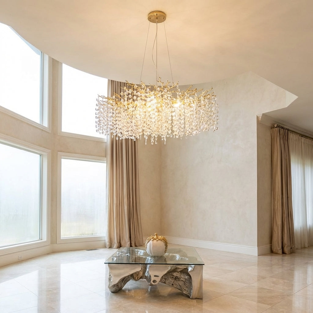 Riviko Veridian Bloom Floral Crystal Chandelier - Studio Shot