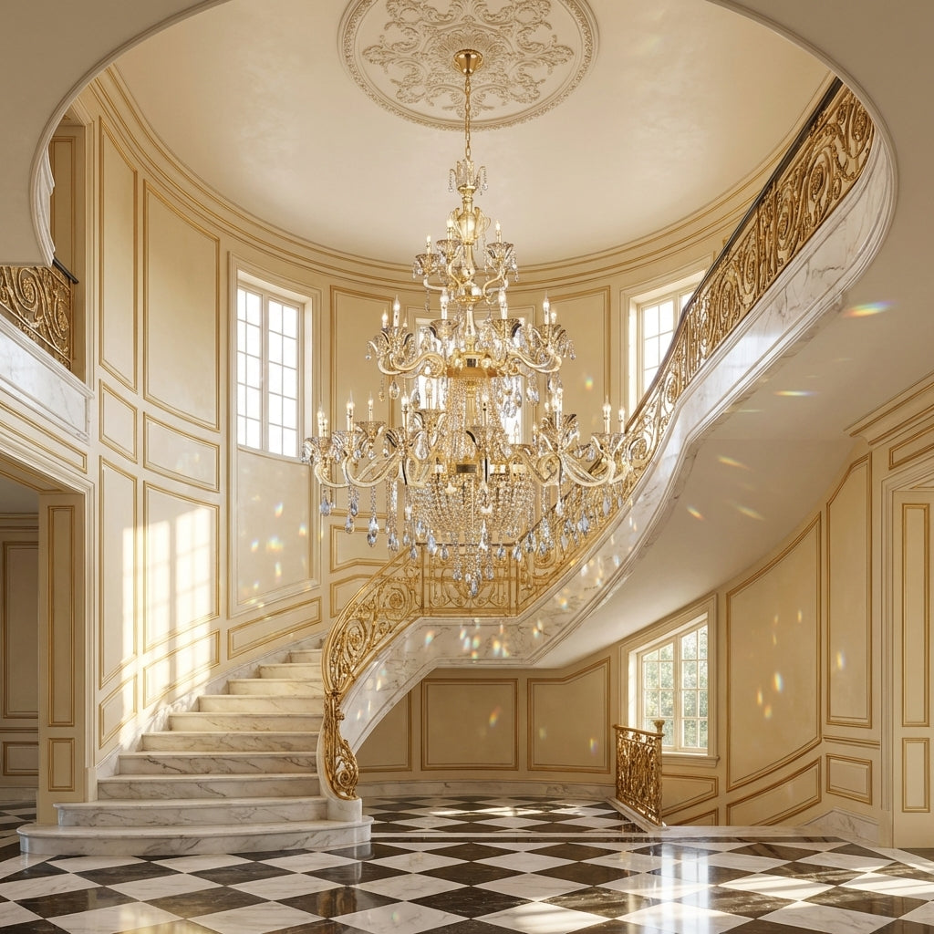 Riviko Regal Grandeur K9 Crystal Chandelier - grand American estate foyer