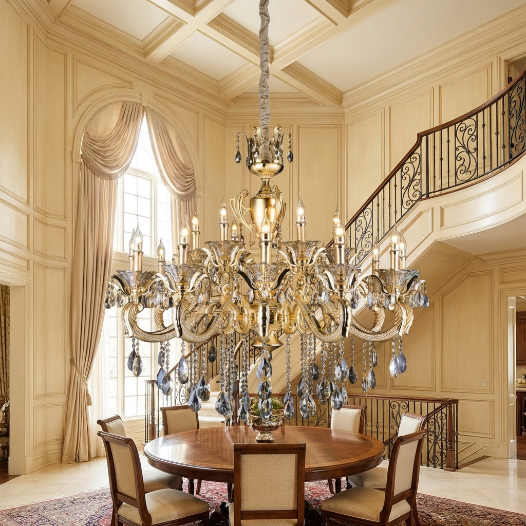 Riviko Royal Baroque Revival Vintage Chandelier Series with Waterfall Crystal - Studio Shot