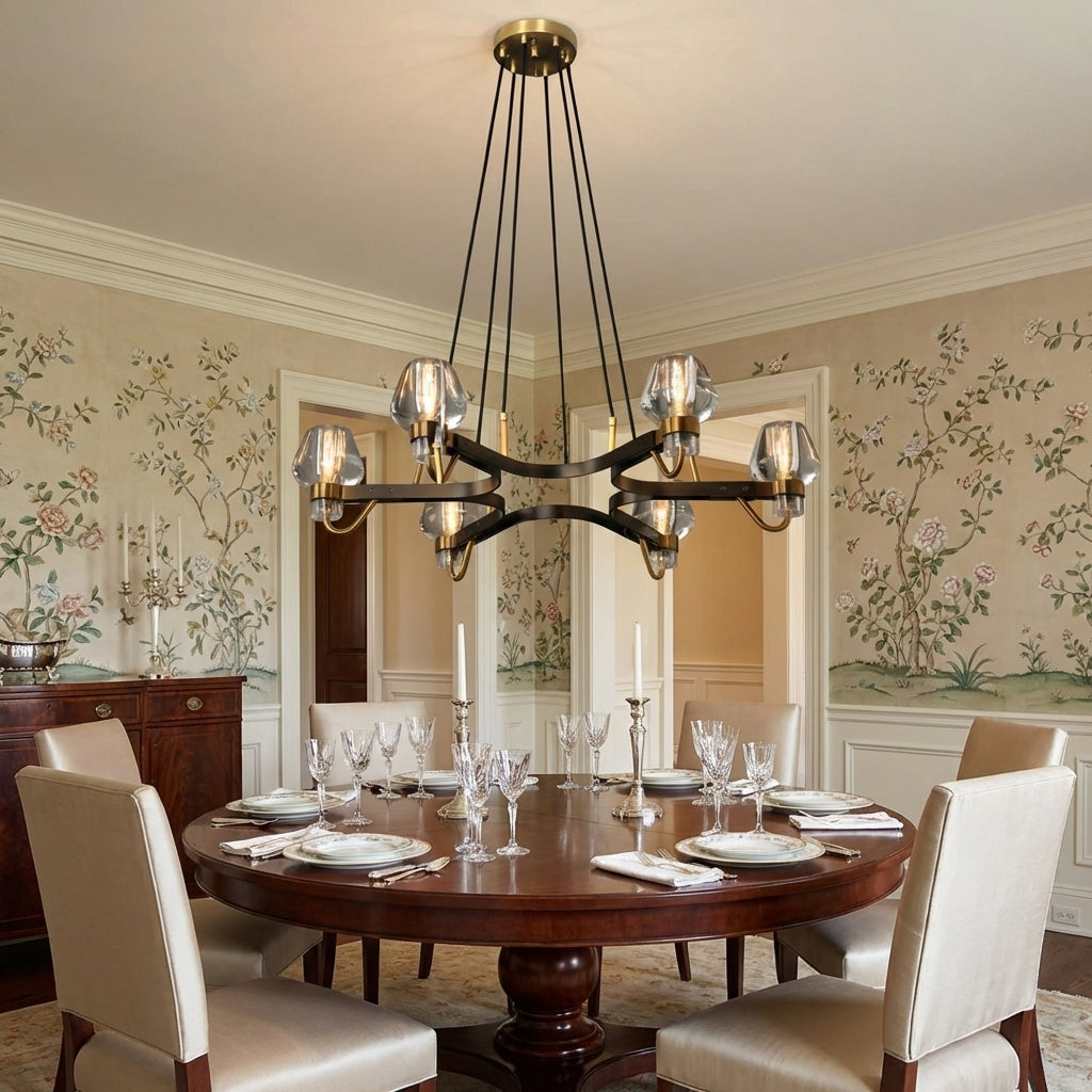 Riviko Post-modern Light Full Brass Chandelier for Living Room/Bedroom - formal American dining room