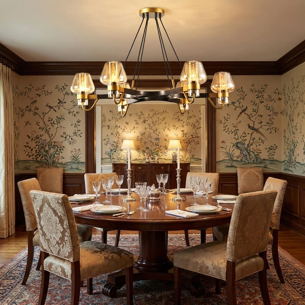 Riviko Post-modern Light Full Brass Chandelier for Living Room/Bedroom - formal American dining room