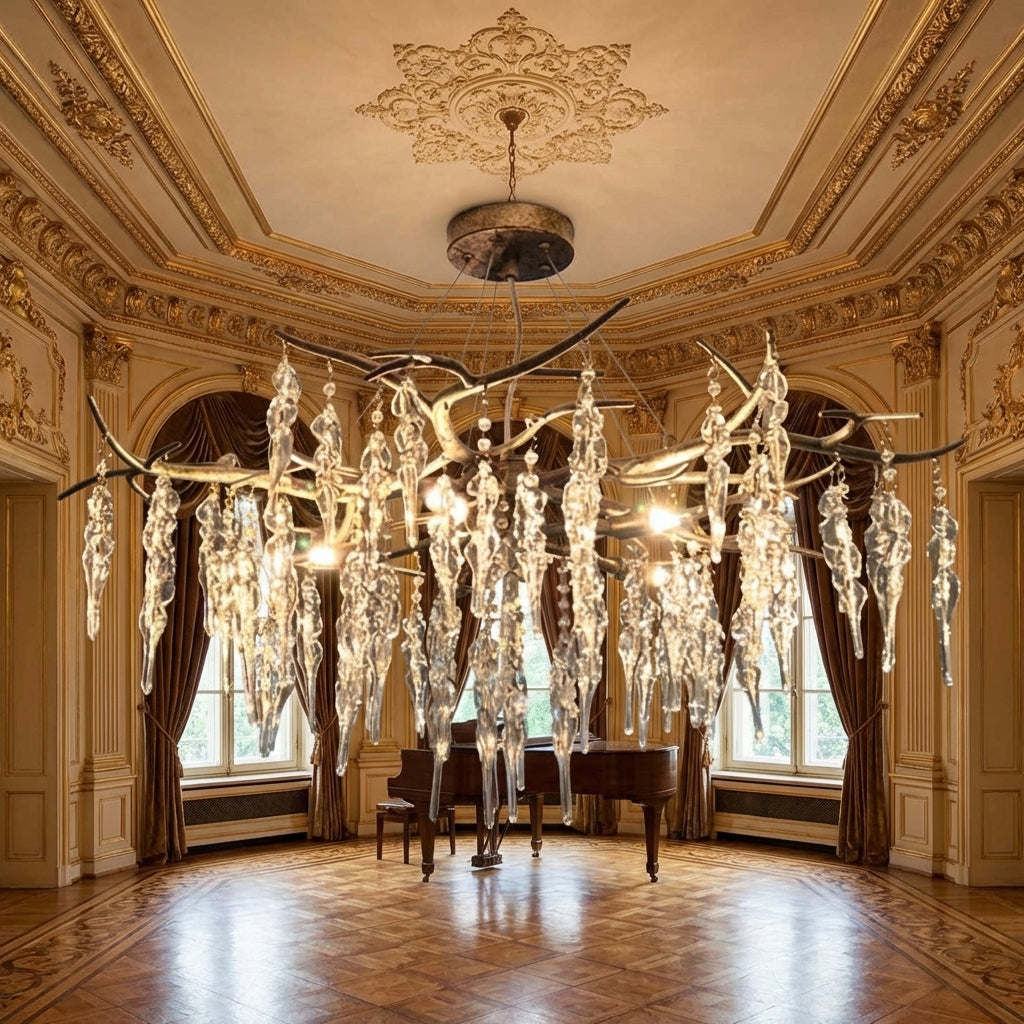 Riviko New Light Luxury Crystal Geometric Chandelier for Living Room/Dining Room/Bedroom - American ballroom or formal entertaining space