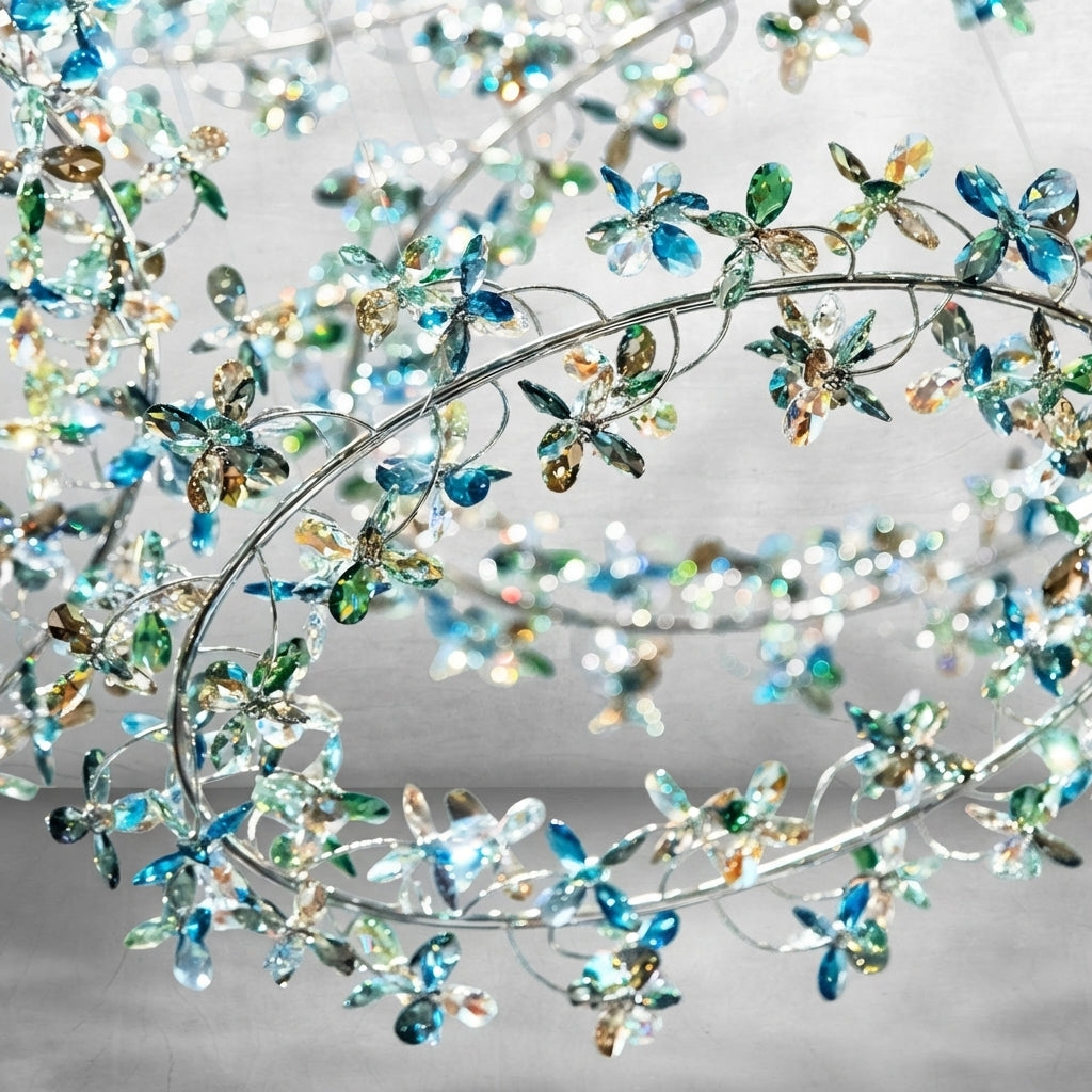 Riviko Modern Design Crystal Chandelier with Floral Crown Shape - Background Shot