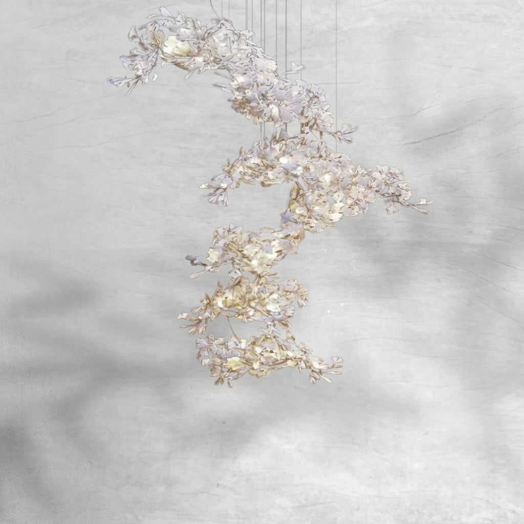 Riviko Ginkgo Canopy Porcelain Chandelier - Background Shot