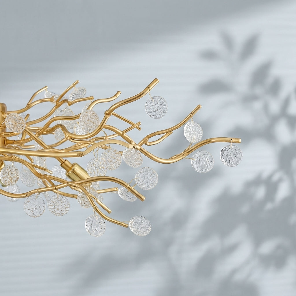 Riviko Luxury Branches Crystal Frosted Glass Chandelier Set for Living and Dining Room - Studio Shot