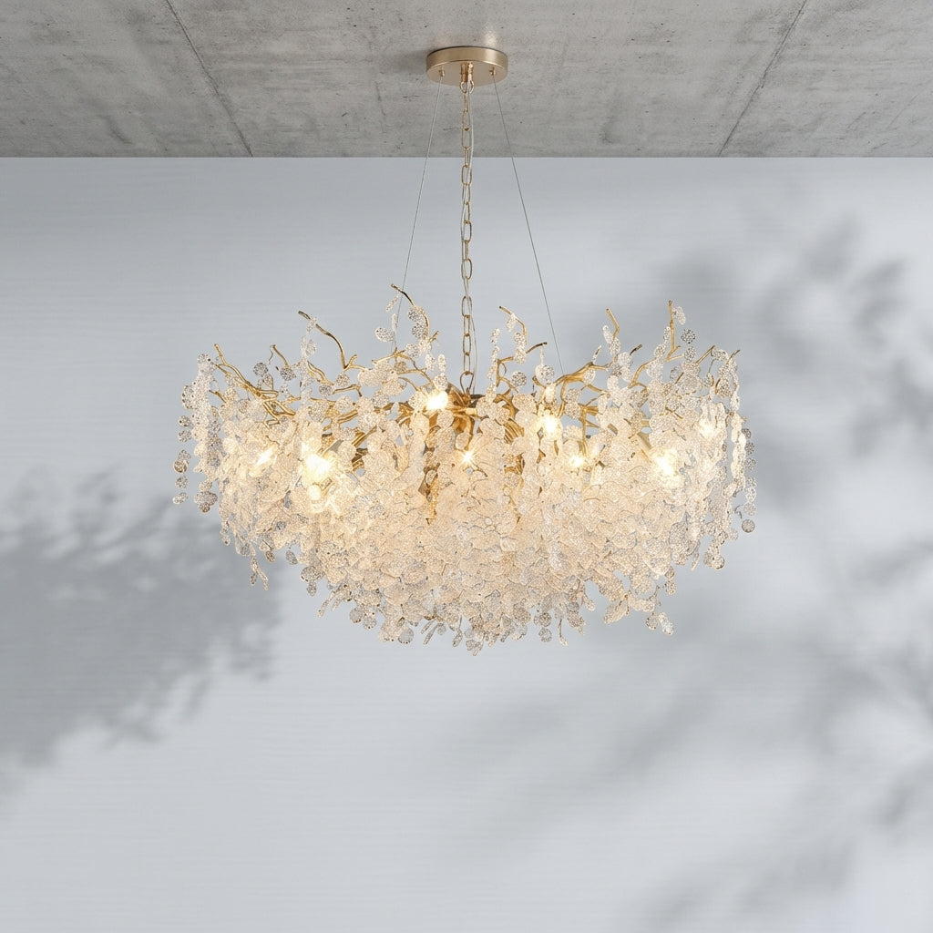 Riviko Luxury Branches Crystal Frosted Glass Chandelier Set for Living and Dining Room - Studio Shot