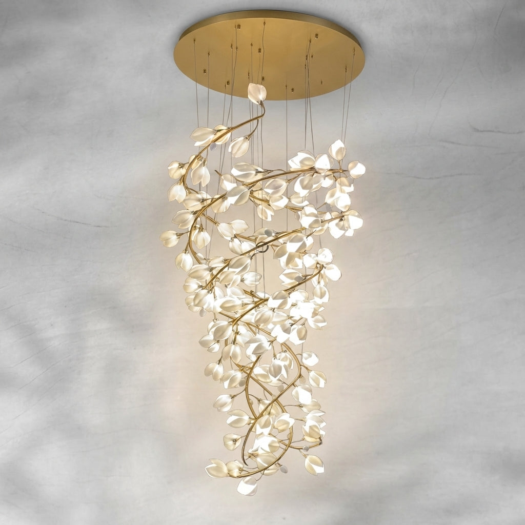 Riviko Magnolia Bloom Spiral Grand Chandelier - Background Shot