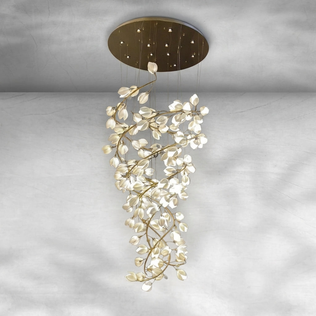 Riviko Magnolia Bloom Spiral Grand Chandelier - Background Shot