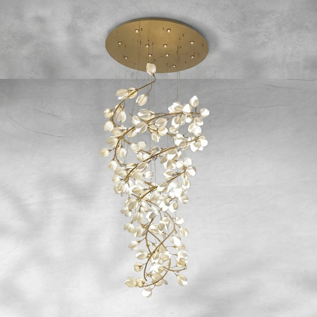Riviko Magnolia Bloom Spiral Grand Chandelier - Background Shot