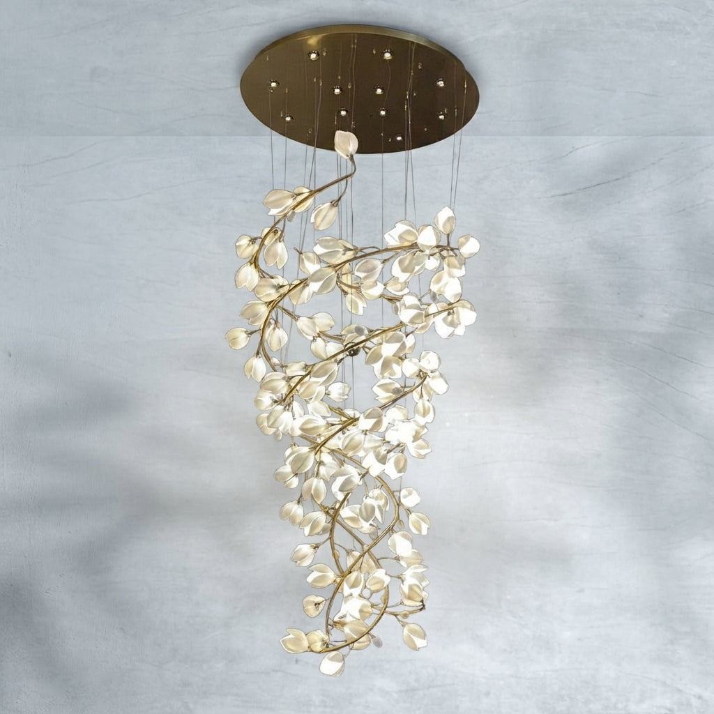 Riviko Magnolia Bloom Spiral Grand Chandelier - Background Shot