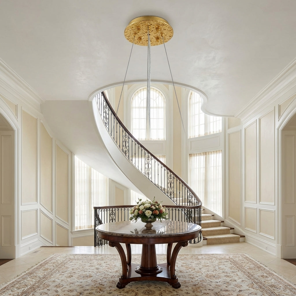 Riviko Post-Modern Art Brass and Ceramics Flower Pendant Branch Chandelier for Living/Dining Room - Studio Shot