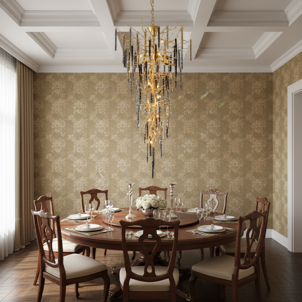 Riviko Dora Colorful Crystal Staircase Chandelier - formal American dining room