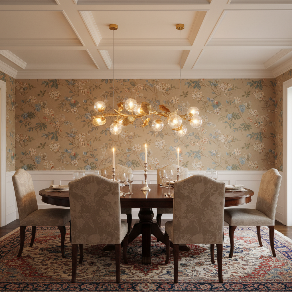 Riviko Veridian Bloom Brass Branch Chandelier - formal American dining room