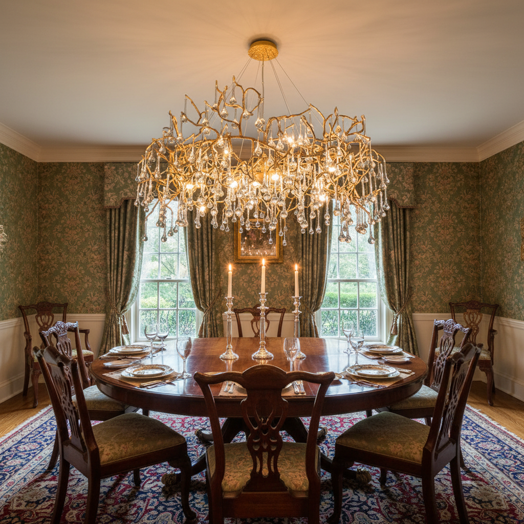 Riviko Veridian Bloom Branch Chandelier - formal American dining room