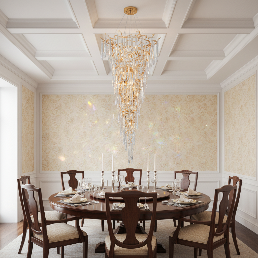 Riviko Grand Canopy Crystal Branch Chandelier - formal American dining room