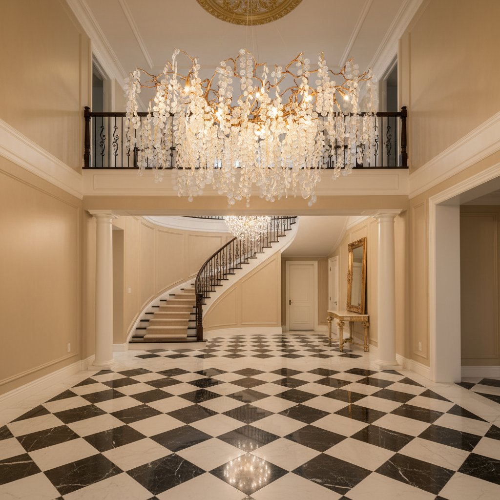 Riviko Veridian Branch Crystal Chandelier - grand American estate foyer