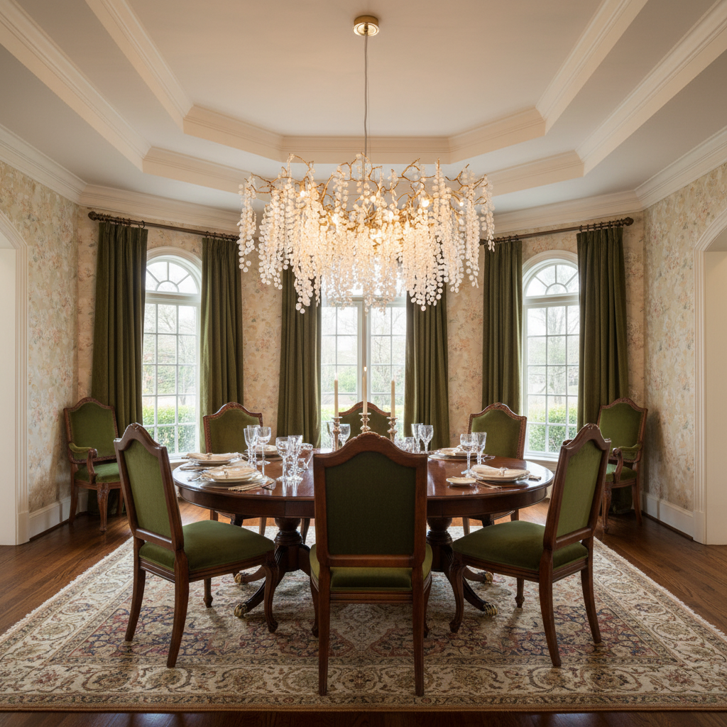 Riviko Veridian Branch Crystal Chandelier - formal American dining room