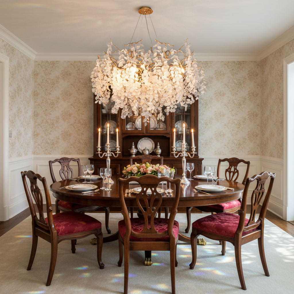 Riviko Gilded Branch Crystal Chandelier - formal American dining room