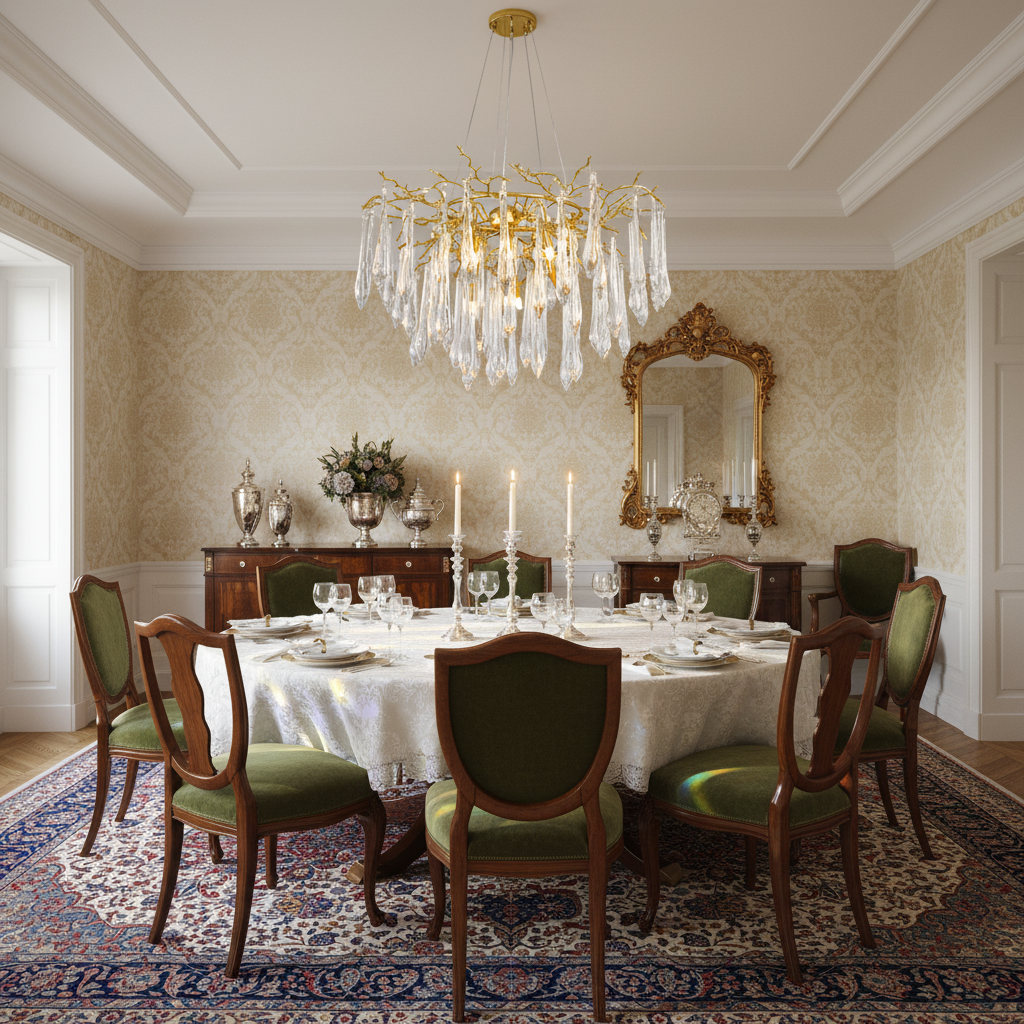 Riviko Veridian Bloom Round Branch Chandelier - formal American dining room