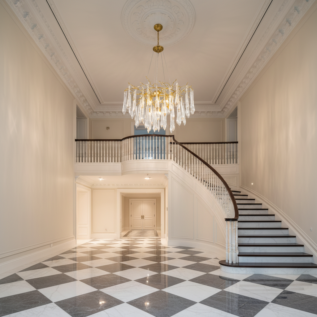 Riviko Veridian Bloom Round Branch Chandelier - grand American estate foyer