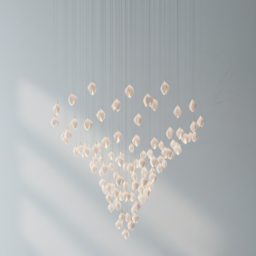 Riviko Verdant Bloom Porcelain Chandelier - Background Shot
