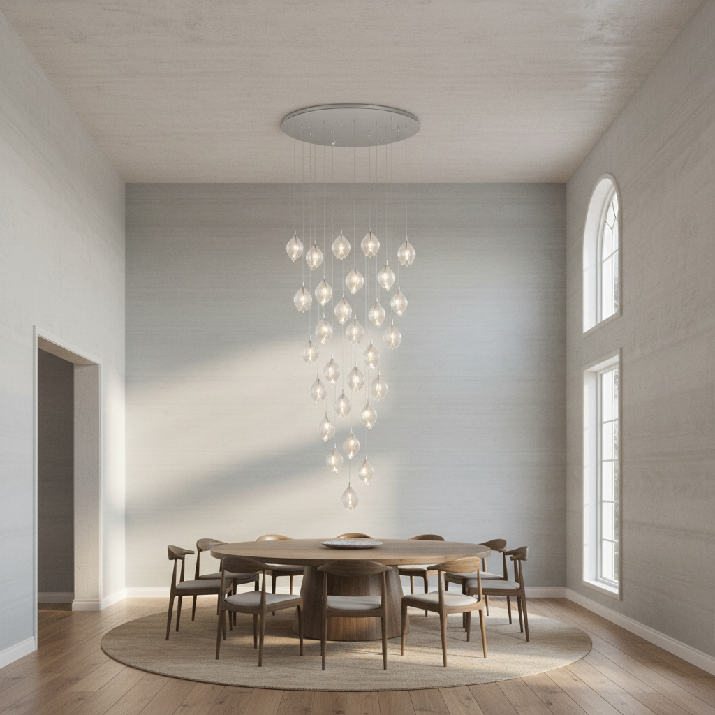 Riviko Verdant Bloom Porcelain Chandelier - Background Shot