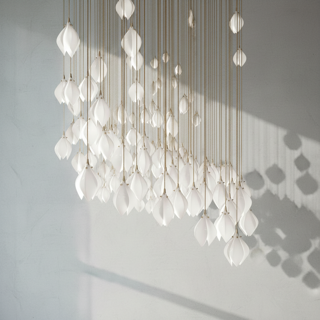 Riviko Verdant Bloom Porcelain Chandelier - Background Shot