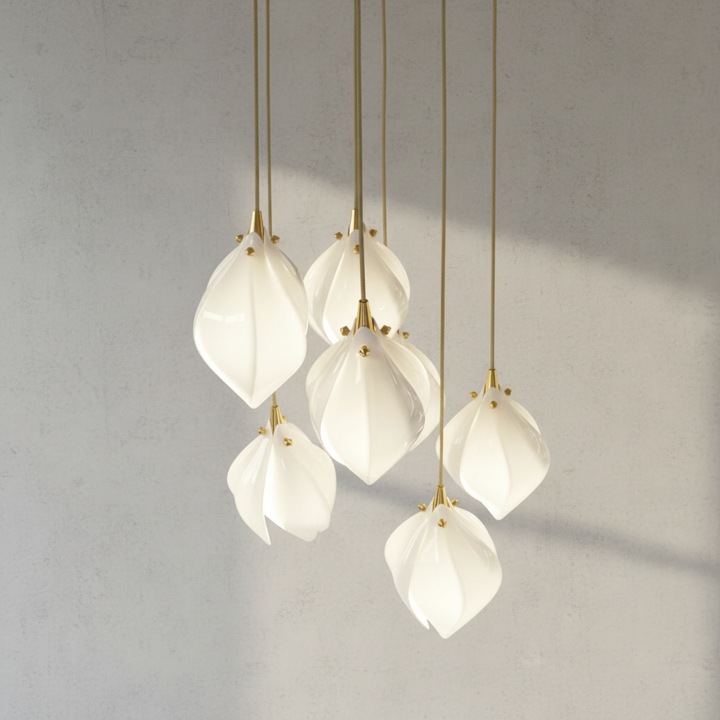 Riviko Verdant Bloom Porcelain Chandelier - Background Shot