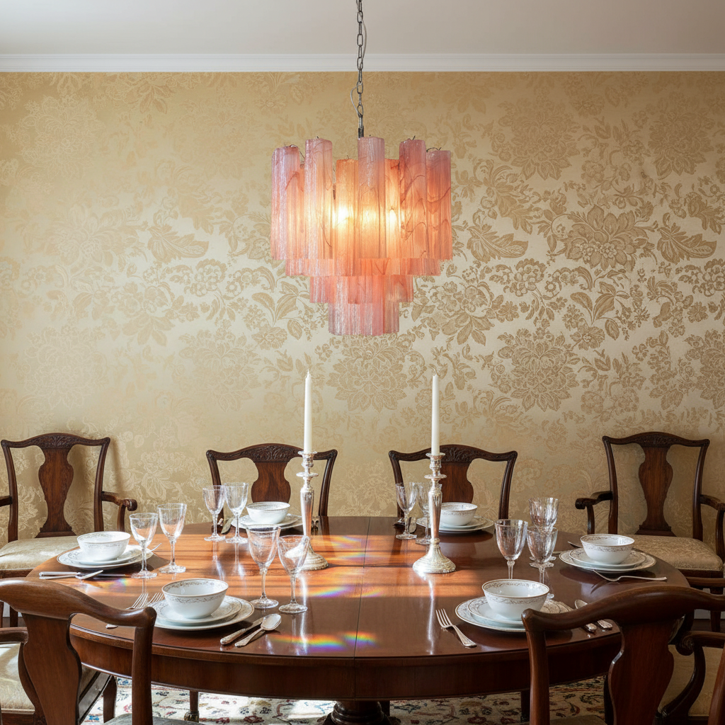 Riviko Rosewater Murano Glass Chandelier - formal American dining room