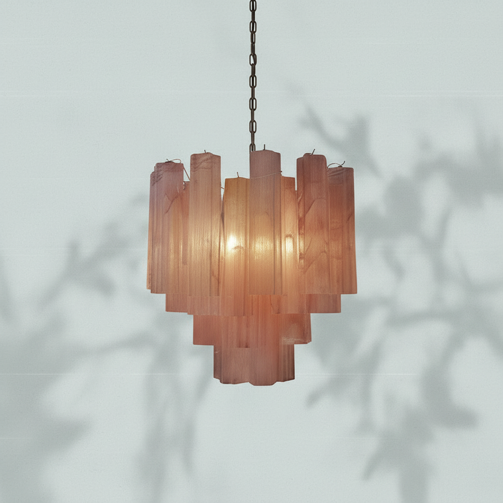 Riviko Pink Murano Glass Tronchi Chandelier - Studio Shot