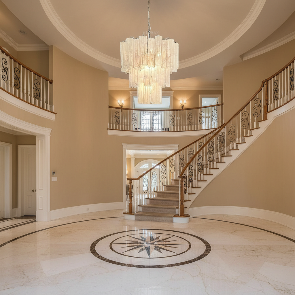 Riviko Alabaster Bloom Grand Chandelier - grand American foyer with two-story ceiling