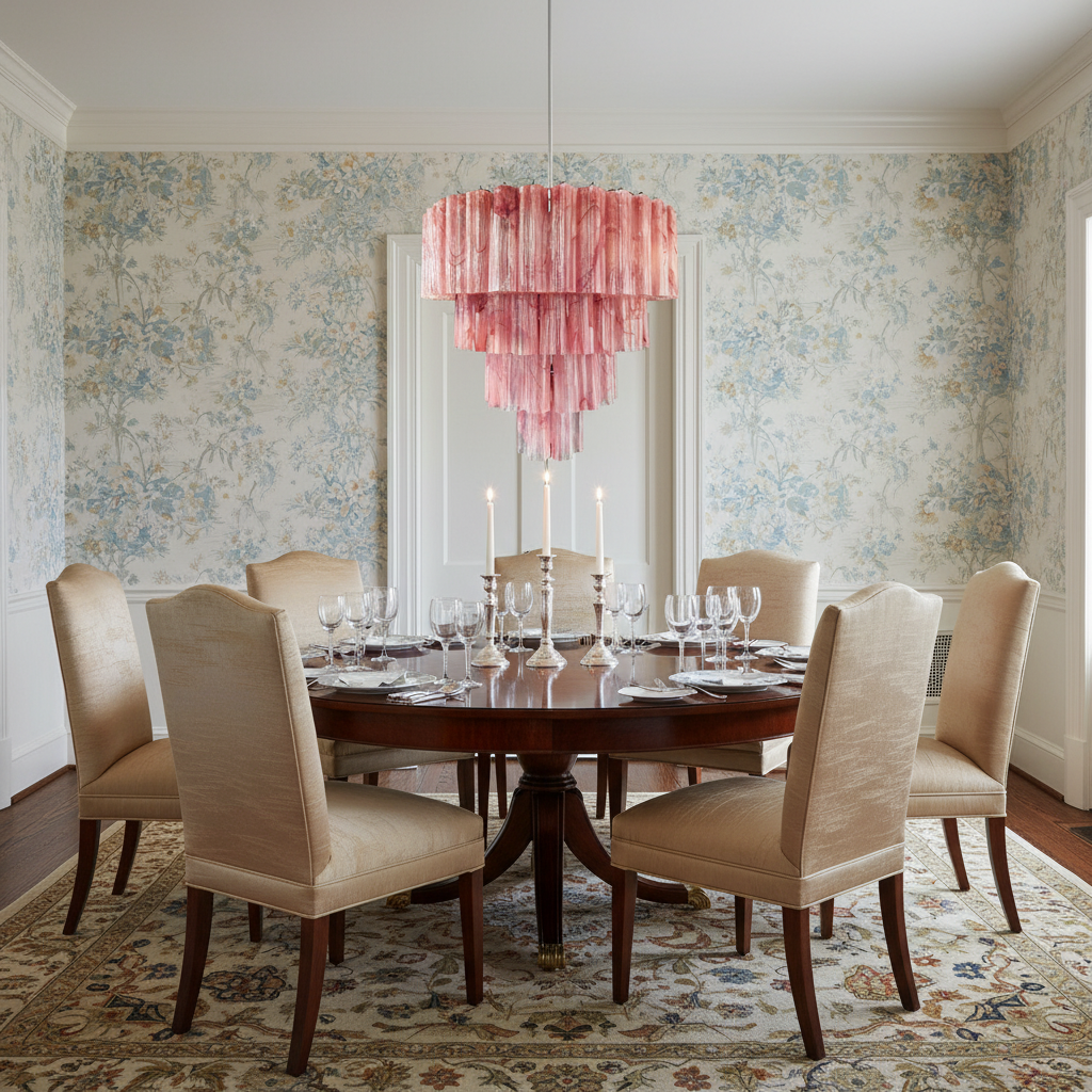 Riviko Alabaster Pink Grand Chandelier - formal American dining room