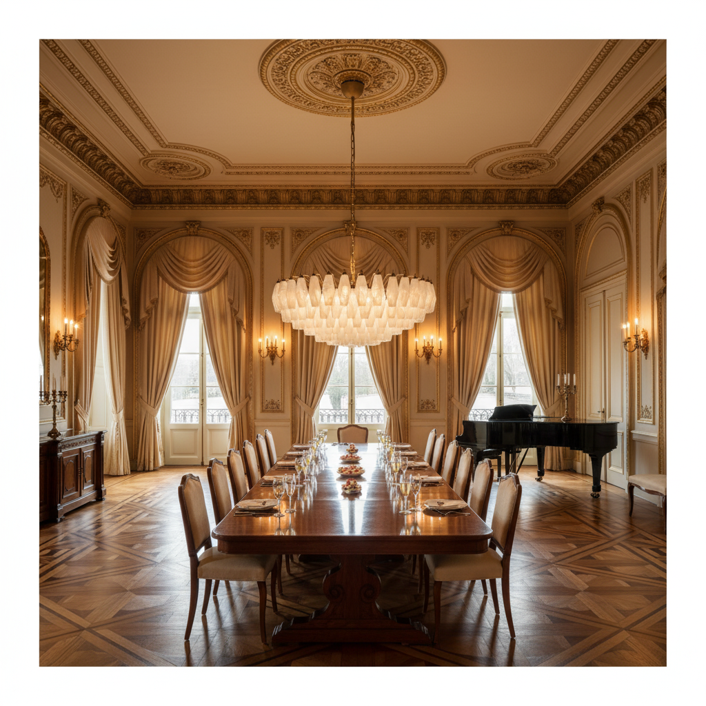 Riviko Murano Chandelier – Poliedri – 185 glass – White Alabaster - Scene