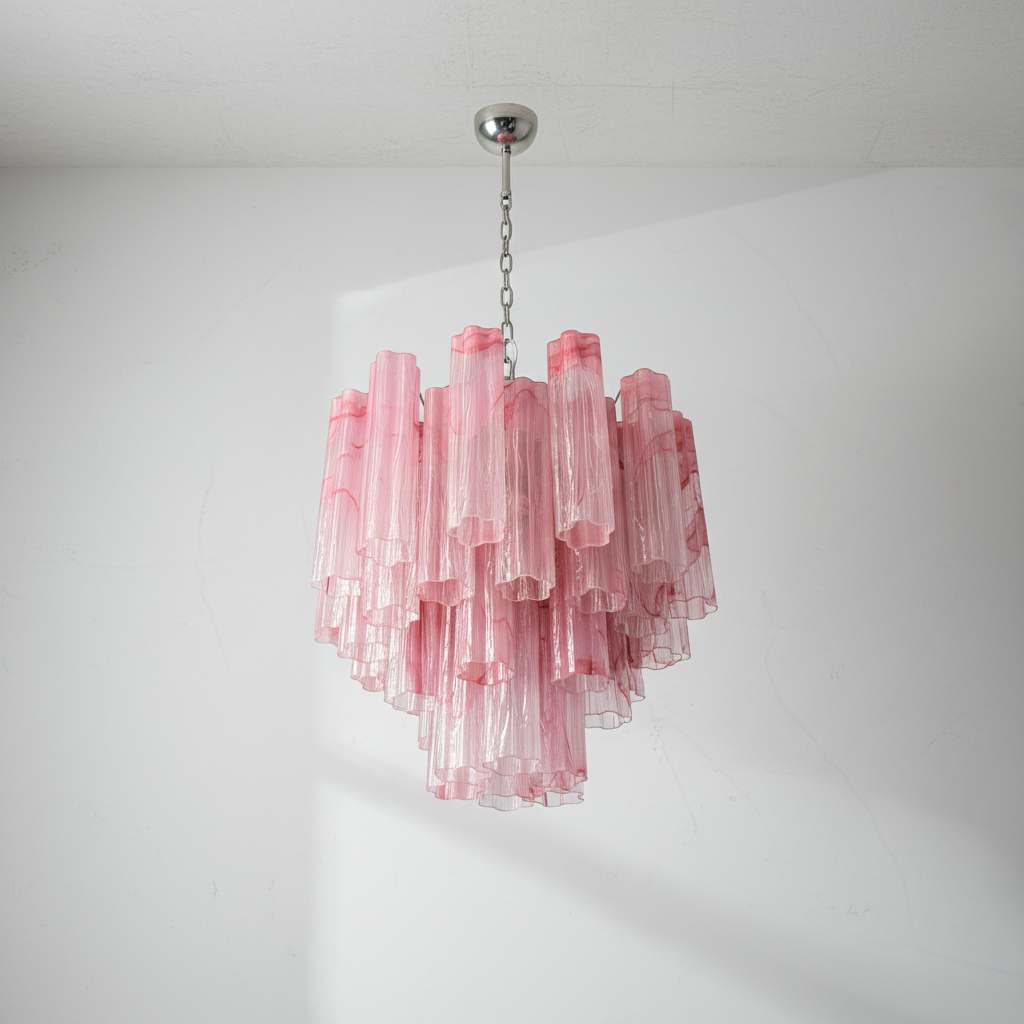 Riviko Murano Chandelier – 36 tubes – Alabaster Pink - Studio Shot