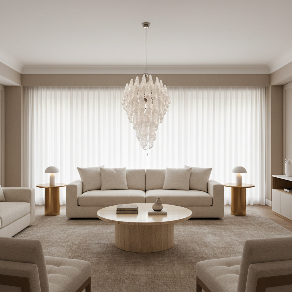 Riviko Murano Chandelier – Drop – 75 glasses – Transparent - Scene