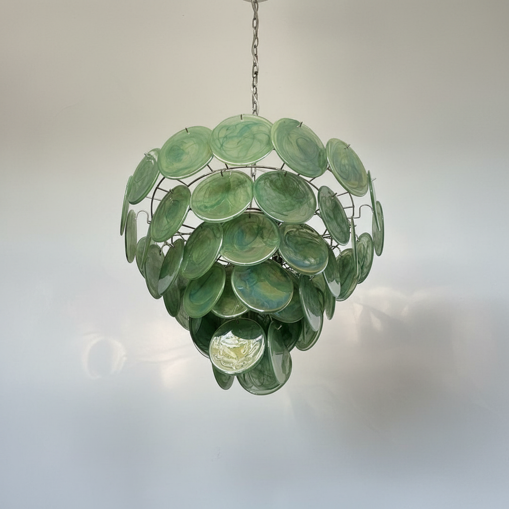 Riviko Verdant Aura Glass Disk Chandelier - Background Shot